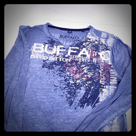 Men's Buffalo David Bitton Long Sleeve Tee - Bold Graphic Design - Picture 1 of 4